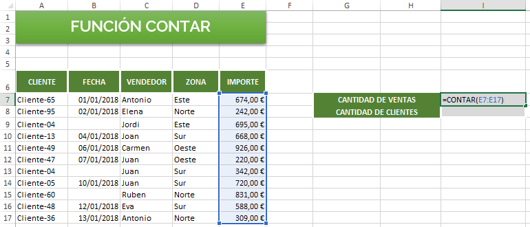 Función Estadística Contar